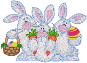 Three Easter Bunnies embroidery design