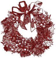 Christmas wreath embroidery design