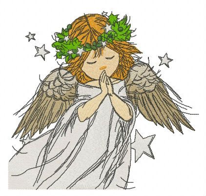 Praying angel machine embroidery design