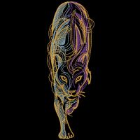 Walking big cat in the night embroidery design