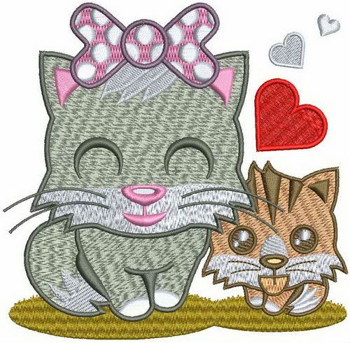 Cat's family machine embroidery design