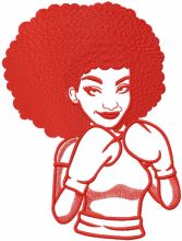 Woman boxer one colored embroidery design