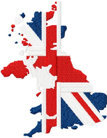 Britain map flag machine embroidery design