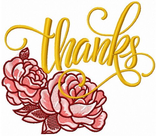 Thanks for roses machine embroidery design