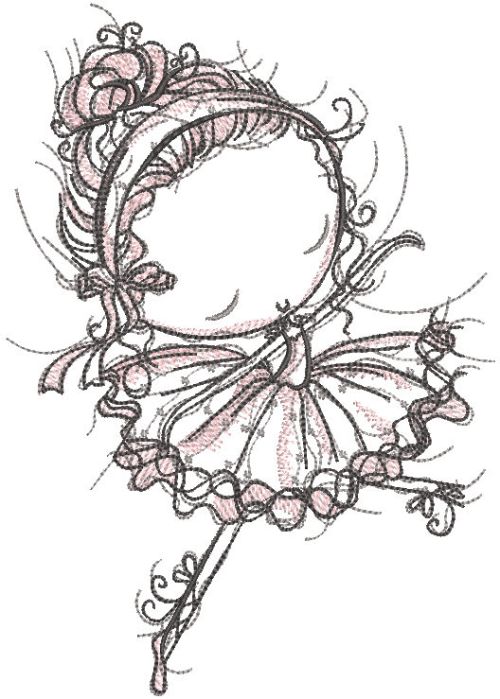 Young ballerina machine embroidery design