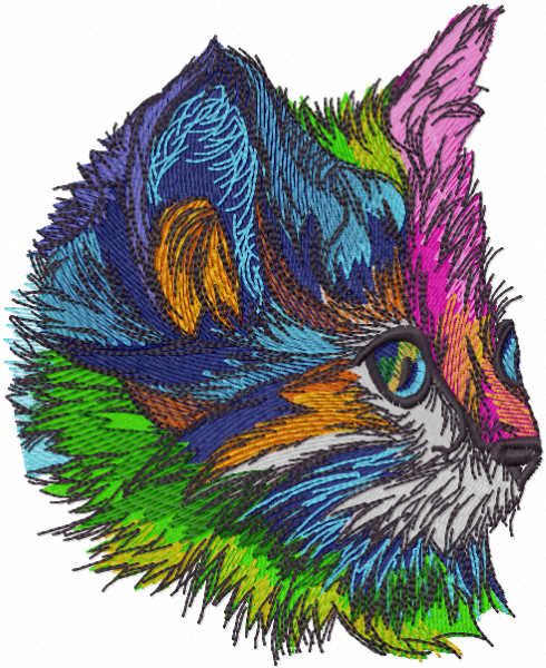 Rainbow kitten muzzle embroidery design