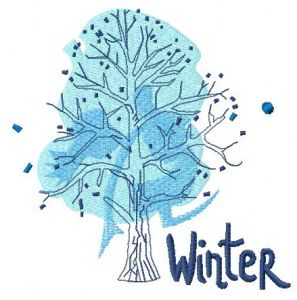 Winter tree embroidery design