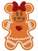 Gingerbread Minnie Mouse embroidery design