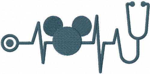 Mickey Mouse stetoscope embroidery design