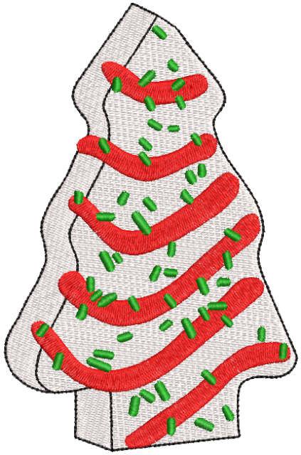 Little Christmas tree cake embroidery design