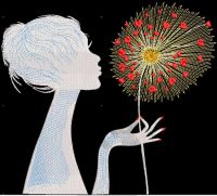 Love dandelion in her hands embroidery design