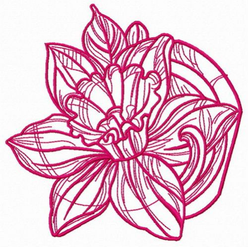 Pink daffodil one color machine embroidery design  