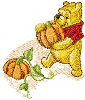 Pooh pumpkin machine embroidery design