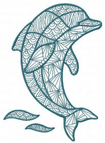 Mosaic dolphin 2 machine embroidery design