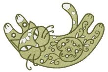Ornamental cat embroidery design