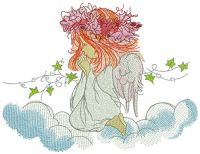 Praying angel embroidery design