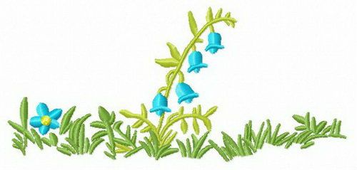 Blue bellflower machine embroidery design
