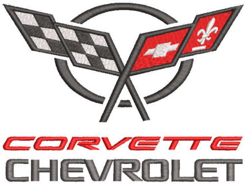 Chevrolet corvette with flag logo embroidery design