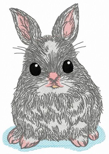 Fluffy bunny machine embroidery design