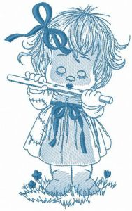 Playing woodwind instrument embroidery design