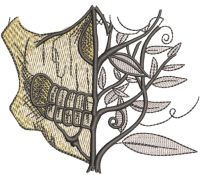 Spring skull facemask embroidery design
