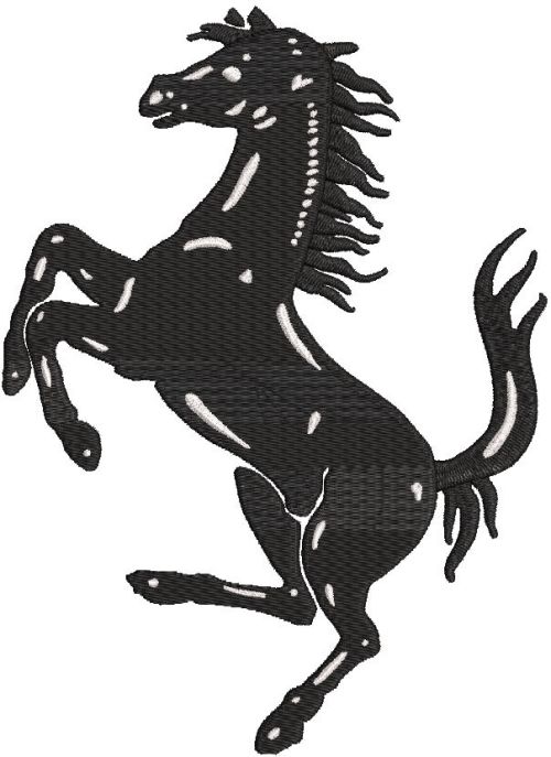 Ferrari horse logo embroidery design