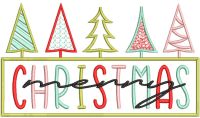 Minimalist Vintage Merry Christmas embroidery design