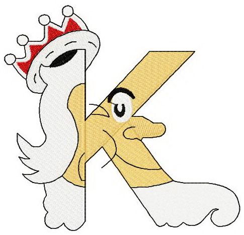 Dr. Seuss alphabet letter K machine embroidery design