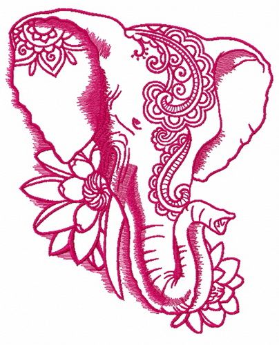 Indian elephant with lotus 3 machine embroidery design