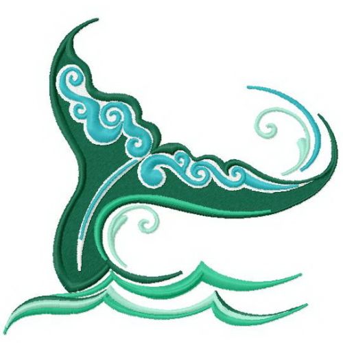 Whale's tail machine embroidery design