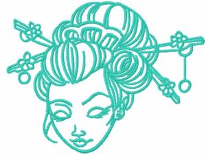 Geisha face embroidery design