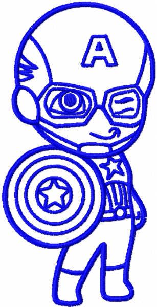 Captain America with shield one colored embroidery design