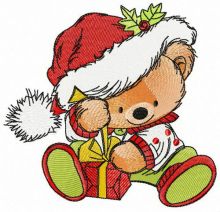 Santa's gift for teddy bear embroidery design
