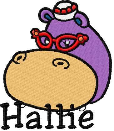 Hallie Hippo embroidery design 10