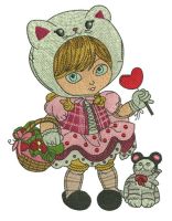 Girl in cat hat embroidery design