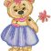 Old Toys Girl Teddy Bear with Flower