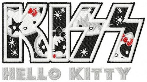 Hello Kitty KISS logo machine embroidery design