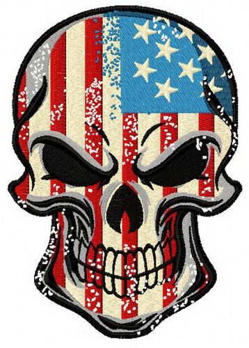 American skull machine embroidery design
