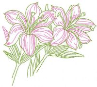 Kostenloses Stickdesign mit rosa Lilien