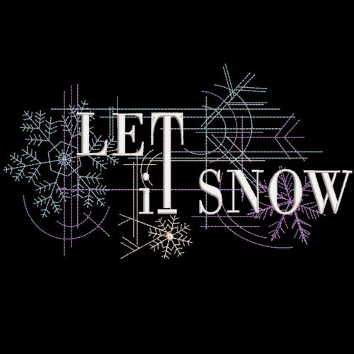 Let it snow black background embroidery design