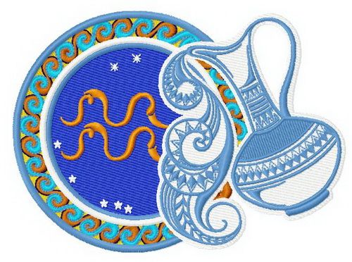 Zodiac sign Aquarius 2 machine embroidery design