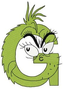 Dr. Seuss alphabet letter G embroidery design