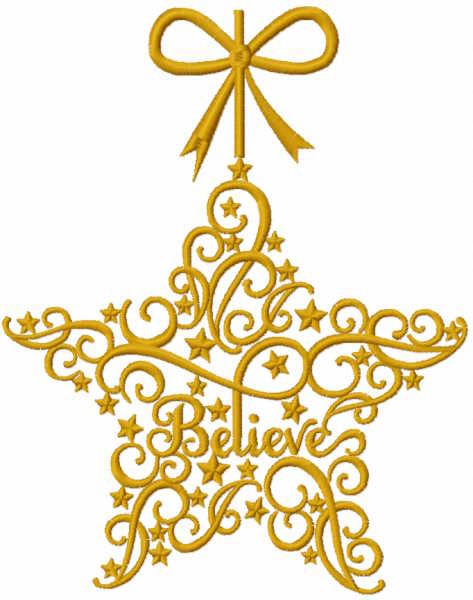 Believe christmas star-embroidery design