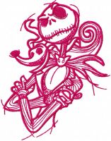 Jack and spooky one colored embroidery design
