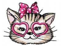 Stylish kitten embroidery design