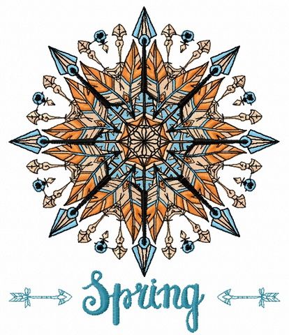 Spring amulet machine embroidery design