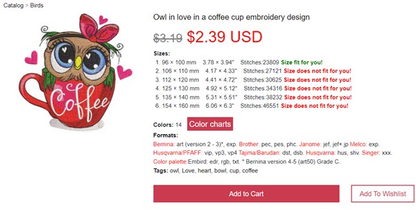 Embroidery design specification