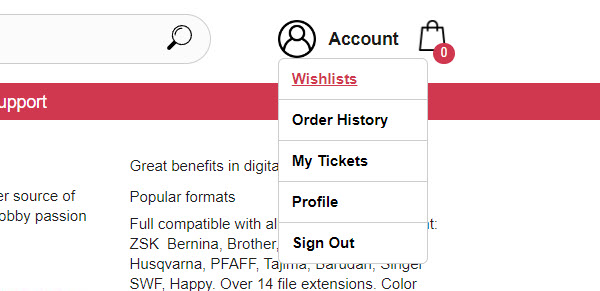 choose account menu embroideres