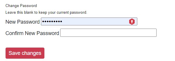 Change password in account