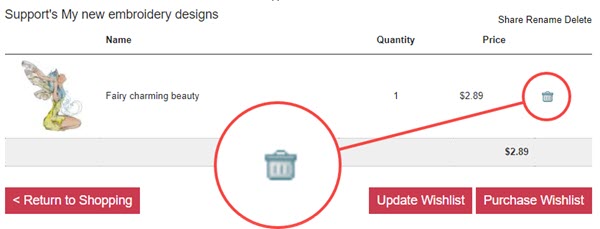 remove embroidery designs from wishlist